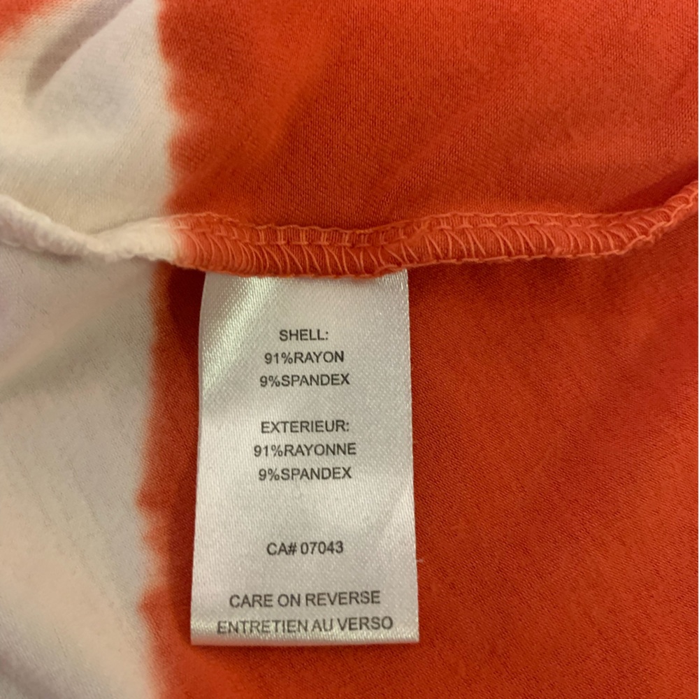 Calvin Klein Orange White Tie Dye Stripe Sleeveless Jersey Knit Maxi Dress M - Picture 4 of 5